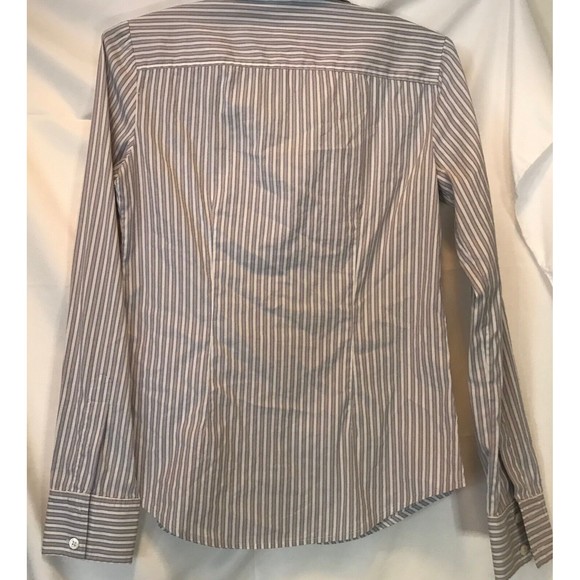 THEORY pink/gray/white striped button down shirt top blouse size P - Picture 5 of 6